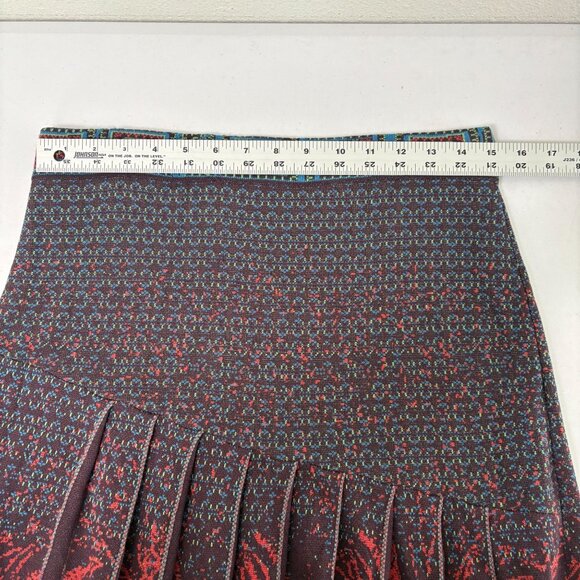 Ivko Knit Skirt With Pleats Midi Size 42 XL Brown Red Geometric Wool Blend Boho - Picture 9 of 12